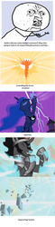 Size: 680x2784 | Tagged: safe, king sombra, princess celestia, princess luna, g4, alicorn drama, drama, text, u mad