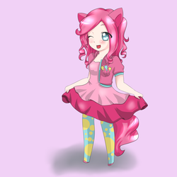 Size: 3000x3000 | Tagged: safe, artist:crazyforgakupo, pinkie pie, human, g4, eared humanization, female, humanized, solo, tailed humanization