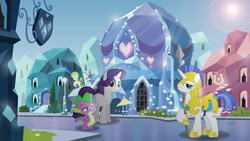 Size: 1191x670 | Tagged: safe, rarity, spike, g4, crystal empire, royal guard, vector