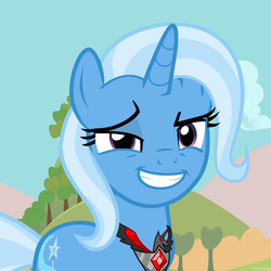 Size: 720x720 | Tagged: safe, trixie, pony, g4, magic duel, alicorn amulet, dreamworks face, faic, female, mare, reaction image, solo