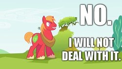 Size: 640x360 | Tagged: safe, edit, edited screencap, screencap, big macintosh, earth pony, pony, g4, lesson zero, frown, glare, gritted teeth, image macro, male, no, nope, reaction image, stallion