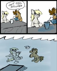 Size: 409x511 | Tagged: safe, derpy hooves, doctor whooves, time turner, pegasus, pony, g4, comic, female, mare, parody, water