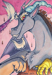 Size: 350x500 | Tagged: safe, artist:temrin, discord, g4, male, solo, traditional art