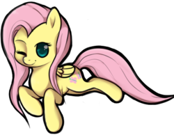 Size: 421x327 | Tagged: safe, artist:thesilliestwilly, fluttershy, pony, g4, female, solo, wink