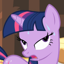 Size: 614x614 | Tagged: safe, twilight sparkle, g4, reaction image, sweat