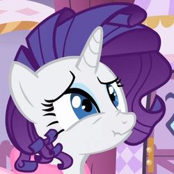 Size: 414x414 | Tagged: safe, screencap, rarity, g4, cropped, nose wrinkle, reaction image, scrunchy face