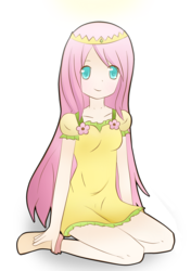 Size: 2000x2843 | Tagged: safe, artist:tangy-chan, fluttershy, human, g4, clothes, dress, female, humanized, solo