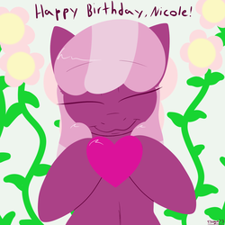 Size: 1280x1280 | Tagged: safe, artist:php199, cheerilee, oh dat cheerilee, g4, flower, happy birthday, heart, nicole oliver