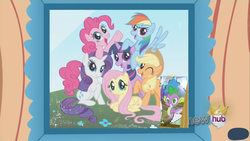 Size: 640x360 | Tagged: safe, applejack, fluttershy, pinkie pie, rainbow dash, rarity, spike, twilight sparkle, g4, mane six