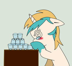 Size: 1291x1182 | Tagged: safe, artist:rockman08, oc, oc only, pony, unicorn, blushing, drunk