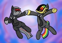 Size: 876x607 | Tagged: safe, artist:hamflo, daft punk, drawfag, ponified