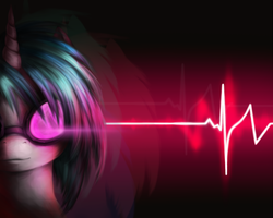 Size: 850x680 | Tagged: dead source, safe, artist:ventious, dj pon-3, vinyl scratch, pony, g4, bust, electrocardiogram, female, solo, zoom layer