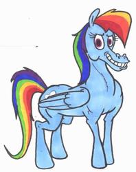 Size: 433x547 | Tagged: safe, artist:bapplejuice, rainbow dash, g4, full body, hoers, side view, simple background, solo, traditional art, white background