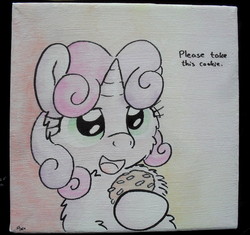 Size: 818x768 | Tagged: safe, artist:slightlyshade, sweetie belle, pony, g4, cookie, female, solo, traditional art