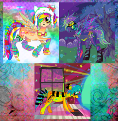 Size: 1158x1192 | Tagged: safe, artist:chalnsaw, oc, oc only, psychedelic, scene kid