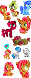 Size: 1000x2500 | Tagged: safe, artist:tearzah, babs seed, doctor whooves, time turner, oc, g4, pear, sketch dump