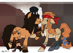 Size: 1024x740 | Tagged: safe, artist:ravendyn, artist:serge-stiles, axl rose, bracelet, guns n roses, hat, jewelry, ponified, rock (music), rocker, slash