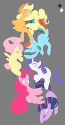 Size: 654x1255 | Tagged: safe, artist:polywomple, applejack, fluttershy, pinkie pie, rainbow dash, rarity, twilight sparkle, g4, falling, mane six, wip