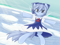 Size: 1024x768 | Tagged: safe, artist:thattagen, pony, cirno, ice, ponified, solo, touhou