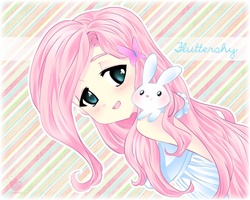 Size: 1280x1024 | Tagged: dead source, safe, artist:framboosi, angel bunny, fluttershy, human, g4, blushing, humanized, pony coloring