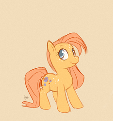 Size: 501x537 | Tagged: safe, artist:rollingrabbit, baby sparkle north star, earth pony, pony, g1, g4, female, filly, foal, g1 to g4, generation leap, simple background, solo, tan background