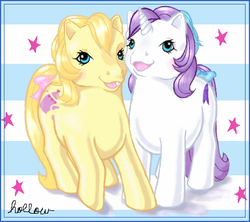 Size: 450x400 | Tagged: safe, artist:hollowzero, baby crumpet, baby glory, pony, g1, duo