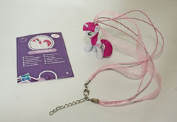 Size: 570x395 | Tagged: safe, artist:butterscotch25, lovestruck, g4, collector card, irl, necklace, photo, toy