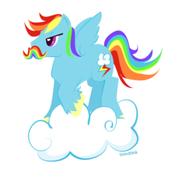 Size: 548x567 | Tagged: safe, artist:tinrobo, rainbow dash, g4, cloud, mousdash, moustache, rule 63, simple background, white background