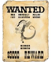 Size: 292x353 | Tagged: safe, discord, draconequus, g4, wanted poster