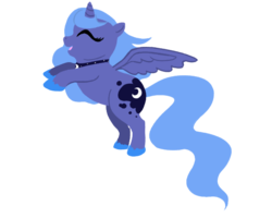 Size: 600x480 | Tagged: safe, artist:osirisanimus, princess luna, pony, g4, chibi, chubby, eyes closed, female, simple background, solo