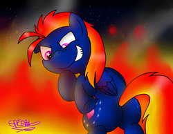 Size: 1014x788 | Tagged: safe, artist:spice5400, oc, oc only, pegasus, pony, butt, fire, plot