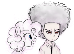 Size: 689x506 | Tagged: safe, artist:mn27, pinkie pie, g4, crossover, huey freeman, sketch, the boondocks