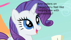 Size: 1280x720 | Tagged: safe, rarity, pony, g4, meta, solo, text