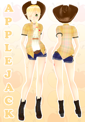 Size: 643x920 | Tagged: safe, artist:xlinechu, applejack, human, g4, female, humanized, mmd, solo