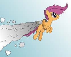 Size: 1300x1046 | Tagged: safe, artist:mortris, scootaloo, g4, jetpack, scootaloo can't fly