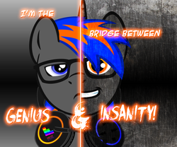 Size: 1250x1040 | Tagged: safe, artist:ty trance, oc, oc only, pony, unicorn, two sided posters, headphones, no you aren't, solo, two sides