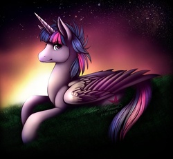 Size: 796x734 | Tagged: safe, artist:pocki07, twilight sparkle, alicorn, pony, g4, dusk shine, looking at you, prince dusk, rule 63, solo, twilight sparkle (alicorn)