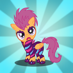 Size: 1000x1000 | Tagged: safe, artist:cooldoggie, scootaloo, g4, clothes, folded wings, full body, solo, standing, wings