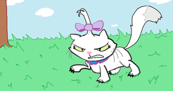 Size: 1144x606 | Tagged: safe, artist:the-moonman-of-1997, opalescence, cat, g4, angry, female, outdoors, solo