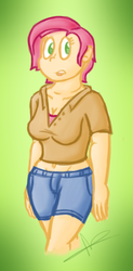 Size: 288x584 | Tagged: safe, artist:hamflo, babs seed, human, g4, clothes, drawfag, female, humanized, solo