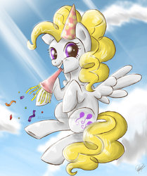 Size: 600x719 | Tagged: safe, artist:kikaru-studios, surprise, g1, g4, g1 to g4, generation leap, hat, party hat, party horn