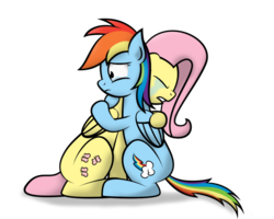 Size: 1200x960 | Tagged: safe, artist:parttimebrony, fluttershy, rainbow dash, pegasus, pony, g4, comforting, crying, duo, duo female, female, hug, mare, simple background, transparent background