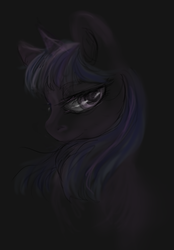 Size: 2087x3003 | Tagged: safe, artist:kittykatpaws, twilight sparkle, pony, g4, dark, female, looking at you, portrait, smiling, solo