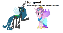 Size: 812x428 | Tagged: safe, princess cadance, queen chrysalis, g4, broadway, my little wicked, parody, princess, song
