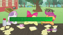 Size: 1280x720 | Tagged: safe, apple bloom, scootaloo, sweetie belle, g4, cutie mark crusaders, meta, pony confession, text