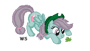 Size: 183x105 | Tagged: safe, artist:wintersparkle, peppermint crunch, frog, pegasus, pony, g1, g4, female, g1 to g4, generation leap, hat, simple background, solo, tail, transparent background, wings