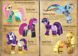 Size: 2336x1696 | Tagged: safe, artist:yuki-orin, applejack, fluttershy, pinkie pie, rainbow dash, rarity, twilight sparkle, g4, crossover, mane six, oblivion, the elder scrolls