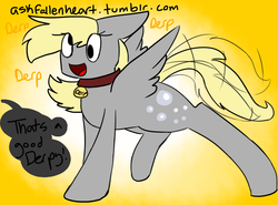 Size: 1080x800 | Tagged: safe, artist:askfallenheart, derpy hooves, pegasus, pony, g4, 30 minute art challenge, collar, female, mare, pet