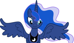 Size: 12345x7159 | Tagged: safe, artist:flawlesstea, princess luna, alicorn, pony, g4, absurd resolution, female, mare, simple background, smiling, solo, spread wings, transparent background, vector, wings