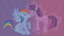 Size: 1920x1080 | Tagged: safe, artist:lostzilla, rainbow dash, twilight sparkle, pegasus, pony, unicorn, g4, compilation, duo, fanfic, female, kiss on the lips, kissing, lesbian, mare, ship:twidash, shipping, text, unicorn twilight